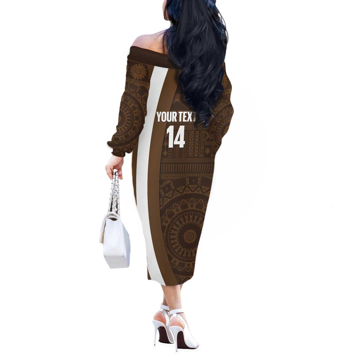 Bula Fiji Football Custom Off The Shoulder Long Sleeve Dress One Vanua One Team Tapa Pattern LT14 - Polynesian Pride