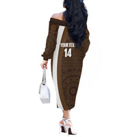 Bula Fiji Football Custom Off The Shoulder Long Sleeve Dress One Vanua One Team Tapa Pattern LT14 - Polynesian Pride