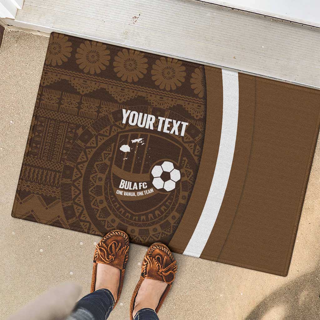 Bula Fiji Football Custom Rubber Doormat One Vanua One Team Tapa Pattern