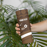 Bula Fiji Football Custom Skinny Tumbler One Vanua One Team Tapa Pattern