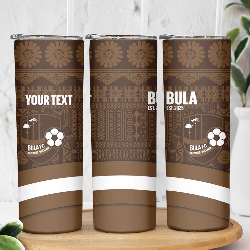 Bula Fiji Football Custom Skinny Tumbler One Vanua One Team Tapa Pattern