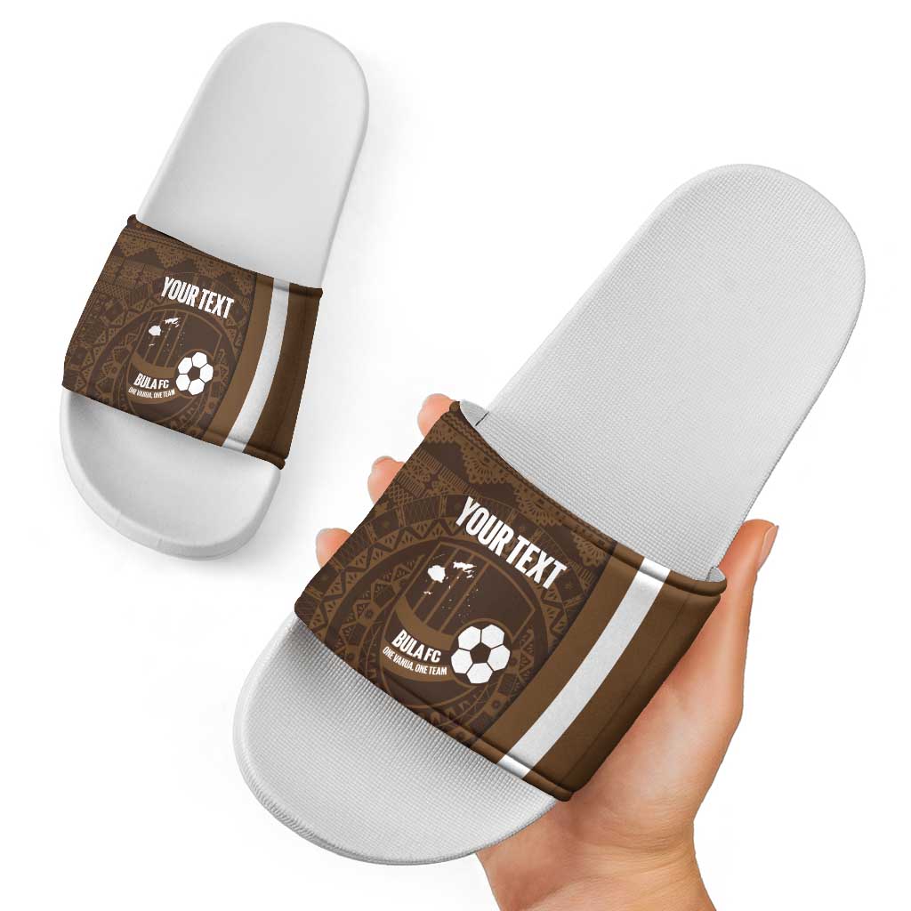 Bula Fiji Football Custom Slide Sandals One Vanua One Team Tapa Pattern