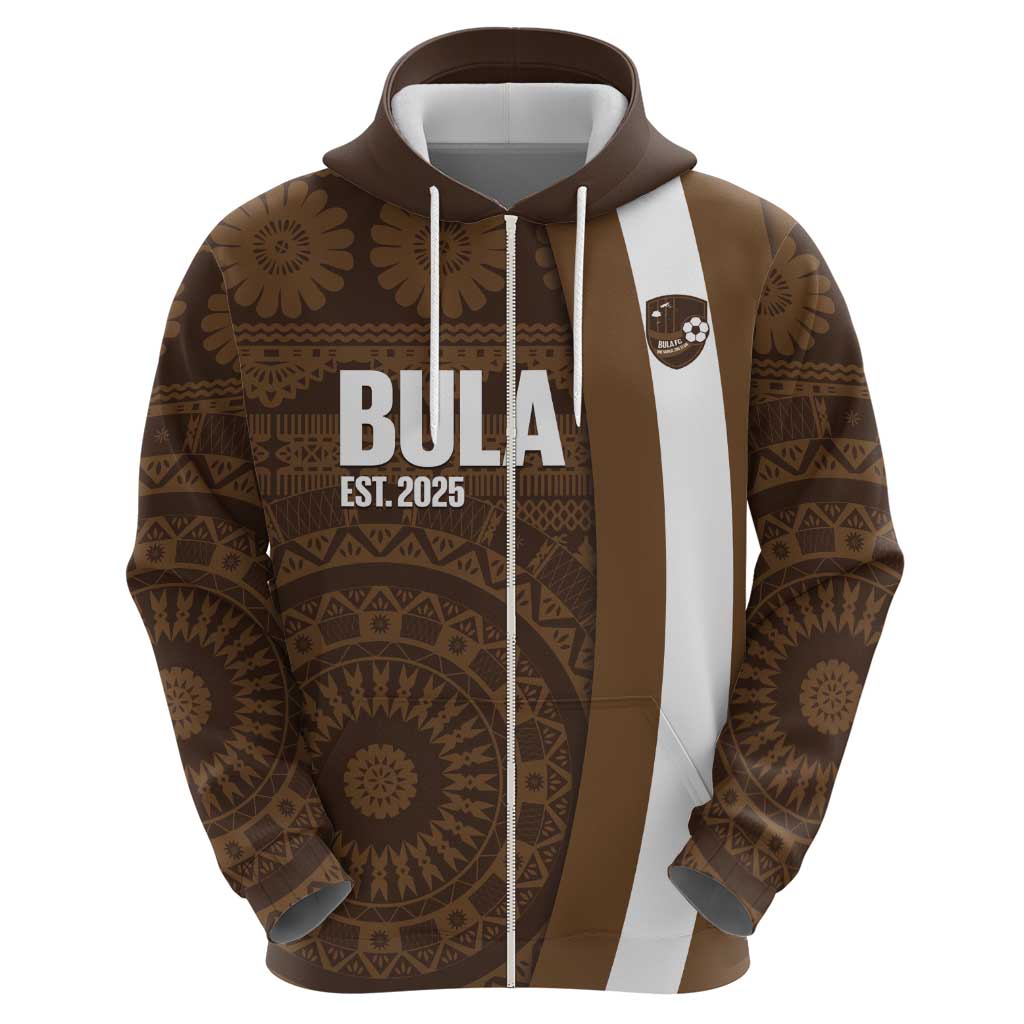 Bula Fiji Football Custom Zip Hoodie One Vanua One Team Tapa Pattern