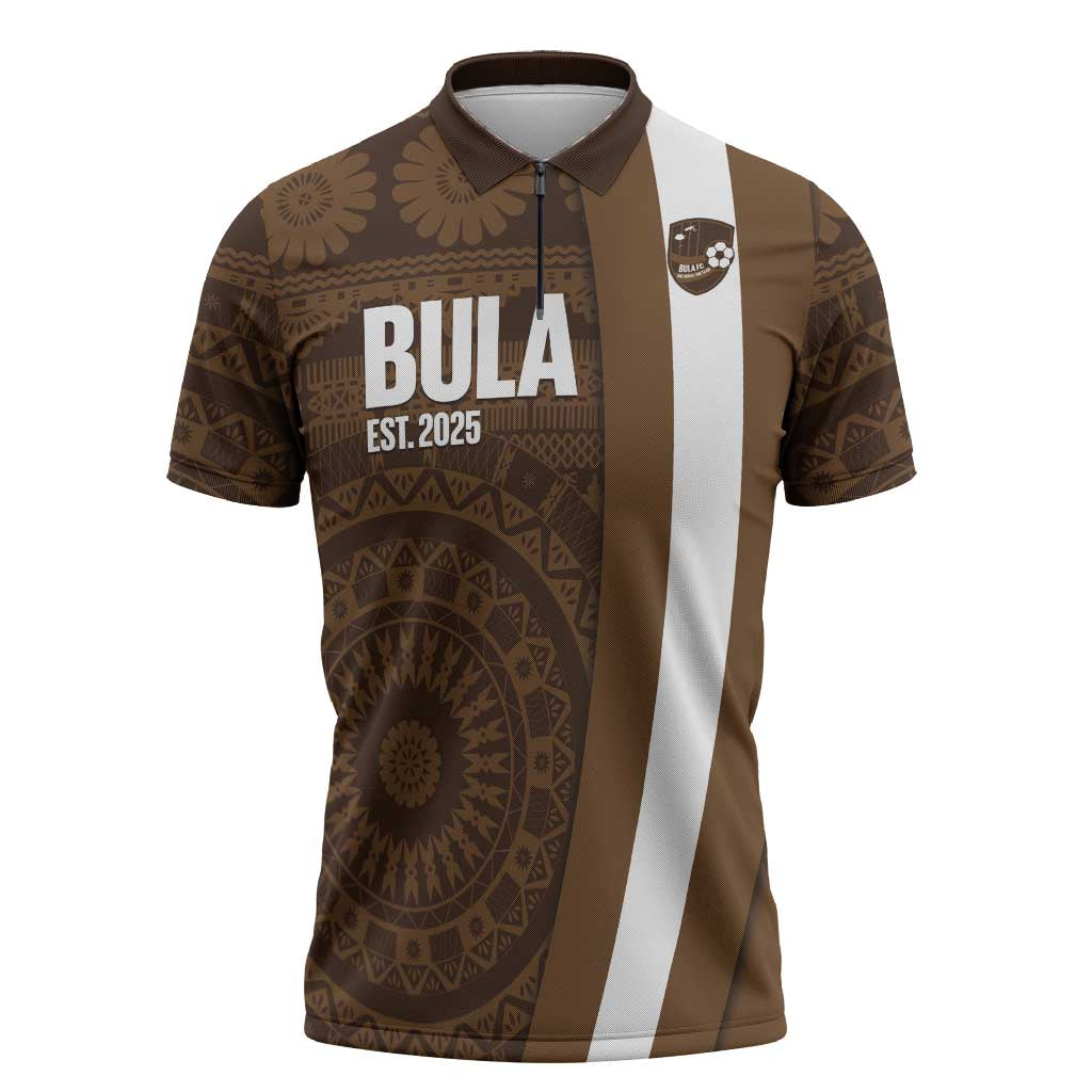 Bula Fiji Football Custom Zipper Polo Shirt One Vanua One Team Tapa Pattern
