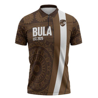Bula Fiji Football Custom Zipper Polo Shirt One Vanua One Team Tapa Pattern