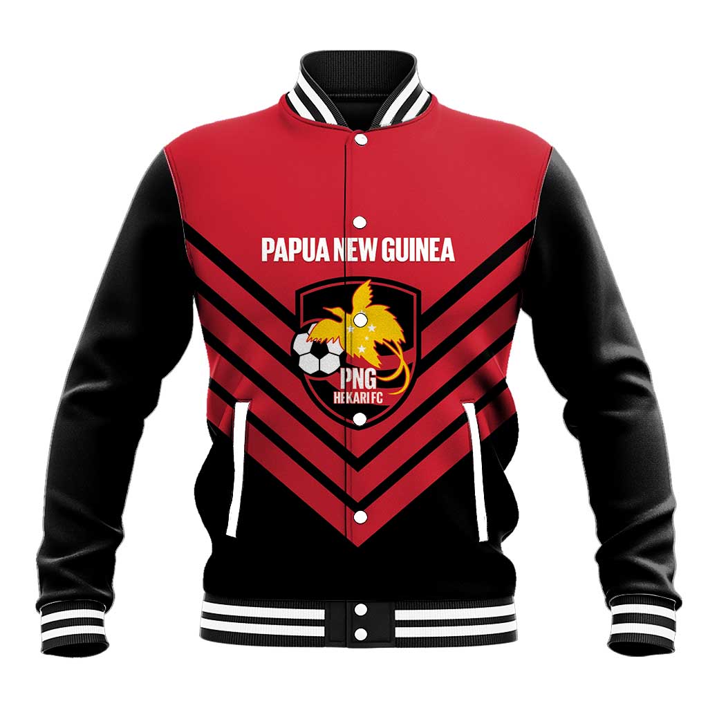Hekari Papua New Guinea Football Custom Baseball Jacket Go PNG Red Army LT14 Unisex Red - Polynesian Pride