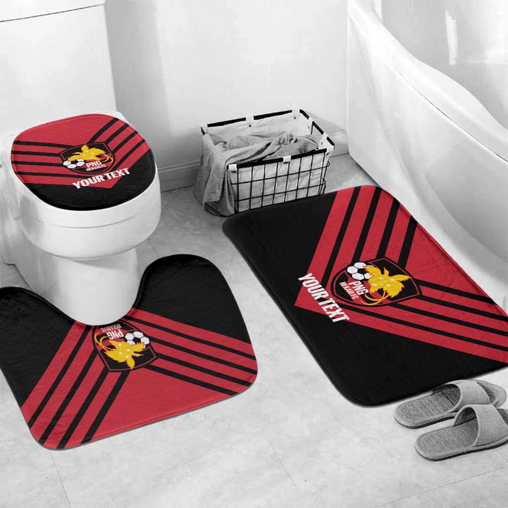 Hekari Papua New Guinea Football Custom Bathroom Set Go PNG Red Army LT14 Mat Set Only (3 pcs) One Size Red - Polynesian Pride