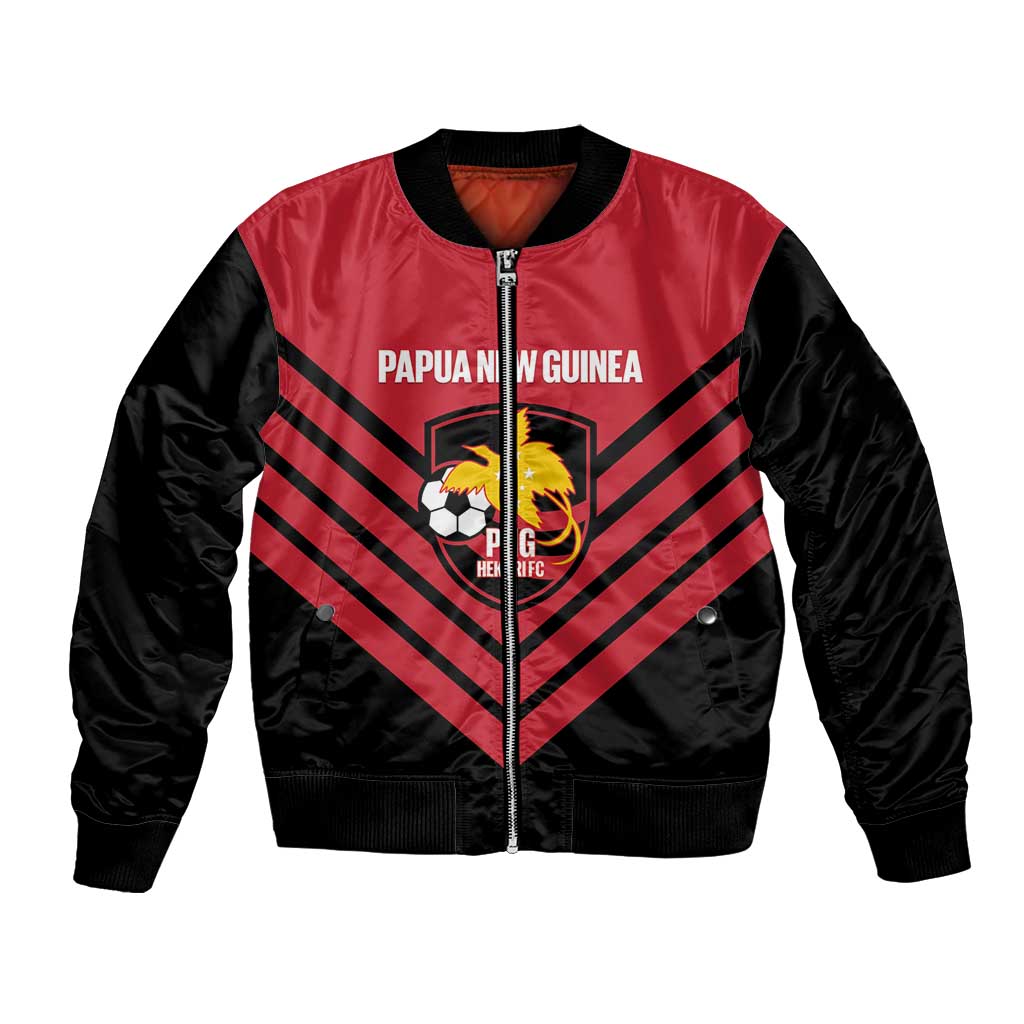 Hekari Papua New Guinea Football Custom Bomber Jacket Go PNG Red Army LT14 Unisex Red - Polynesian Pride