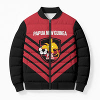 Hekari Papua New Guinea Football Custom Bomber Puffer Jacket Go PNG Red Army LT14 Unisex Red - Polynesian Pride