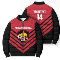 Hekari Papua New Guinea Football Custom Bomber Puffer Jacket Go PNG Red Army LT14 - Polynesian Pride