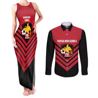Hekari Papua New Guinea Football Custom Couples Matching Tank Maxi Dress and Long Sleeve Button Shirt Go PNG Red Army