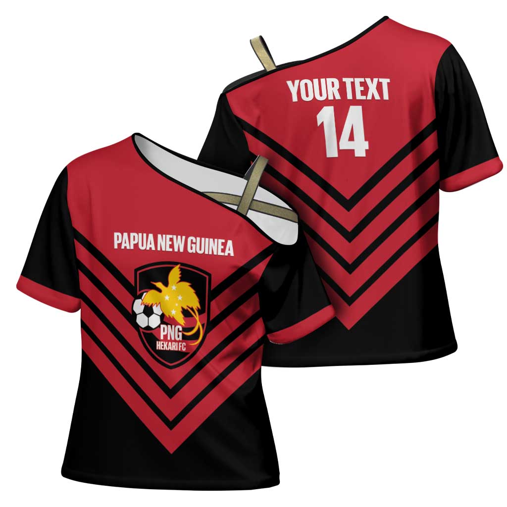 Hekari Papua New Guinea Football Custom Cross Shoulder Shirt Go PNG Red Army