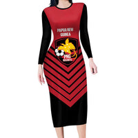 Hekari Papua New Guinea Football Custom Family Matching Long Sleeve Bodycon Dress and Hawaiian Shirt Go PNG Red Army
