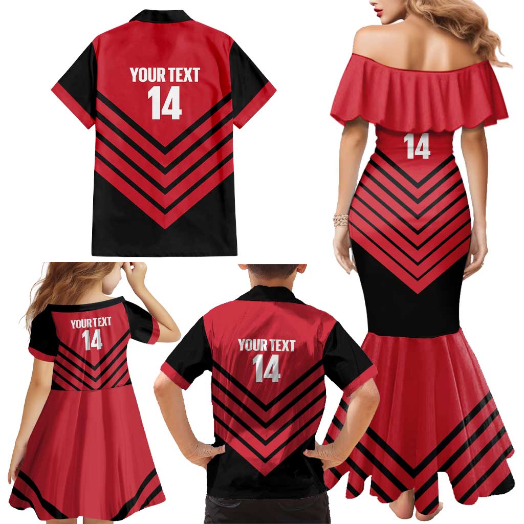 Hekari Papua New Guinea Football Custom Family Matching Mermaid Dress and Hawaiian Shirt Go PNG Red Army