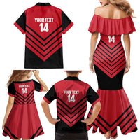 Hekari Papua New Guinea Football Custom Family Matching Mermaid Dress and Hawaiian Shirt Go PNG Red Army