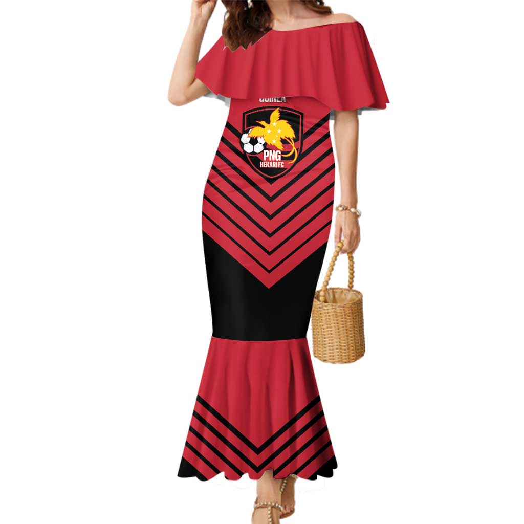 Hekari Papua New Guinea Football Custom Family Matching Mermaid Dress and Hawaiian Shirt Go PNG Red Army
