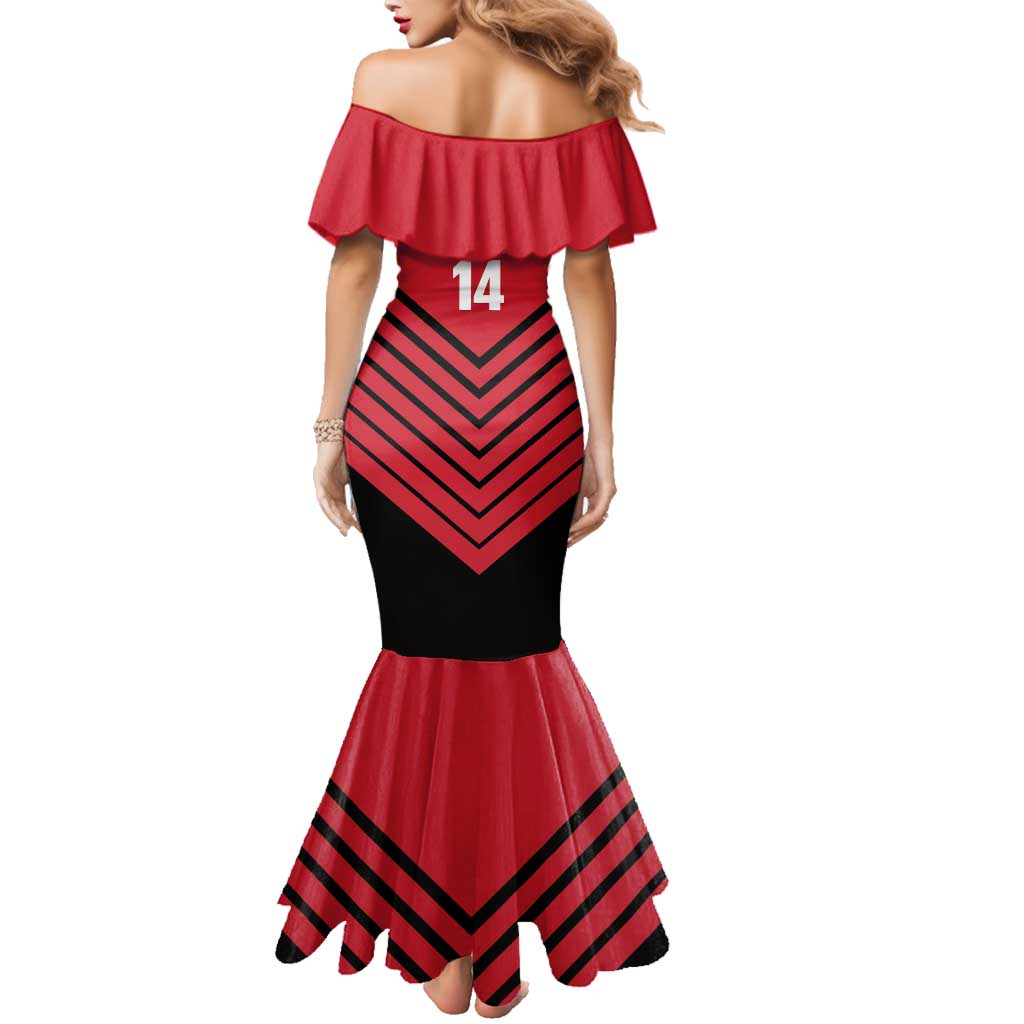 Hekari Papua New Guinea Football Custom Family Matching Mermaid Dress and Hawaiian Shirt Go PNG Red Army