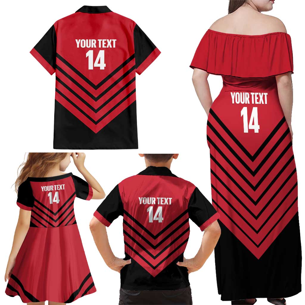 Hekari Papua New Guinea Football Custom Family Matching Off Shoulder Maxi Dress and Hawaiian Shirt Go PNG Red Army