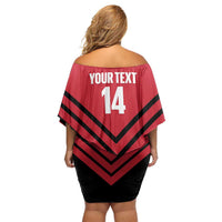 Hekari Papua New Guinea Football Custom Family Matching Off Shoulder Short Dress and Hawaiian Shirt Go PNG Red Army