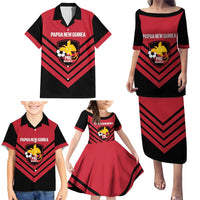 Hekari Papua New Guinea Football Custom Family Matching Puletasi and Hawaiian Shirt Go PNG Red Army