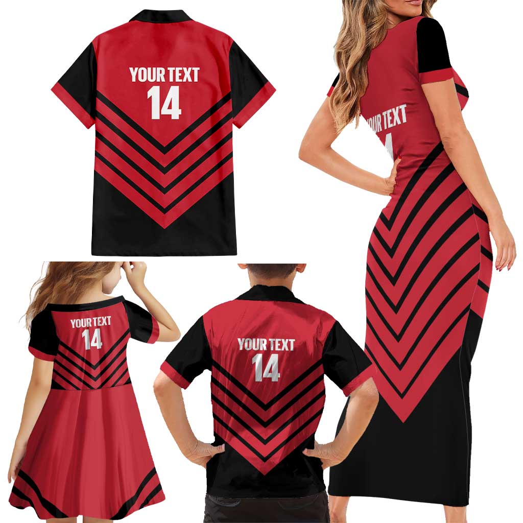 Hekari Papua New Guinea Football Custom Family Matching Short Sleeve Bodycon Dress and Hawaiian Shirt Go PNG Red Army LT14 - Polynesian Pride