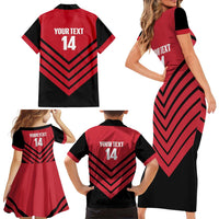 Hekari Papua New Guinea Football Custom Family Matching Short Sleeve Bodycon Dress and Hawaiian Shirt Go PNG Red Army LT14 - Polynesian Pride