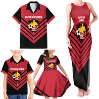 Hekari Papua New Guinea Football Custom Family Matching Tank Maxi Dress and Hawaiian Shirt Go PNG Red Army LT14 - Polynesian Pride