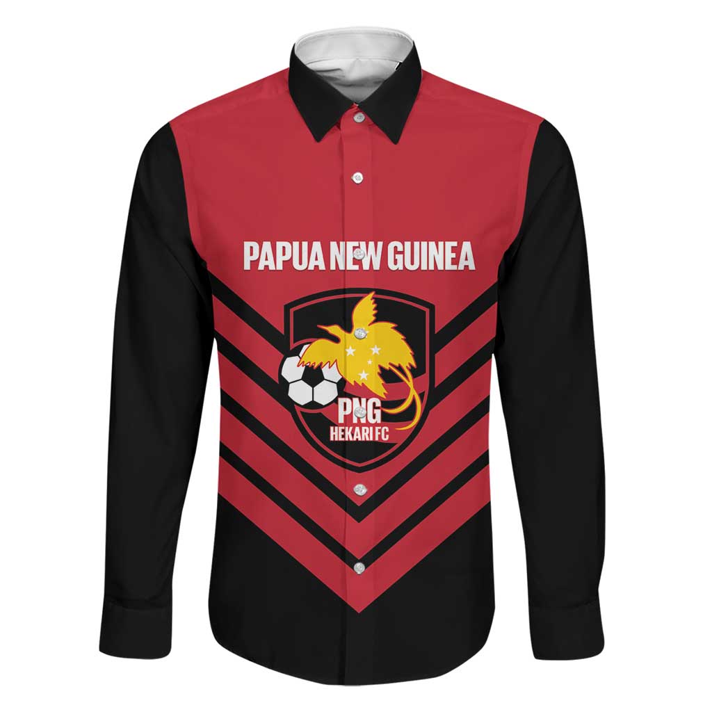 Hekari Papua New Guinea Football Custom Family Matching Tank Maxi Dress and Hawaiian Shirt Go PNG Red Army LT14 Dad's Shirt - Long Sleeve Red - Polynesian Pride
