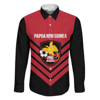Hekari Papua New Guinea Football Custom Family Matching Tank Maxi Dress and Hawaiian Shirt Go PNG Red Army LT14 Dad's Shirt - Long Sleeve Red - Polynesian Pride