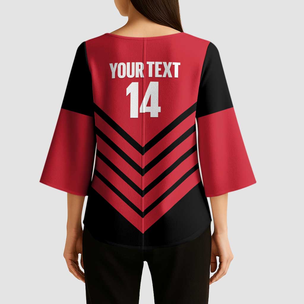 Hekari Papua New Guinea Football Custom Kimono Sleeve Blouse Go PNG Red Army