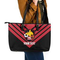 Hekari Papua New Guinea Football Custom Leather Tote Bag Go PNG Red Army