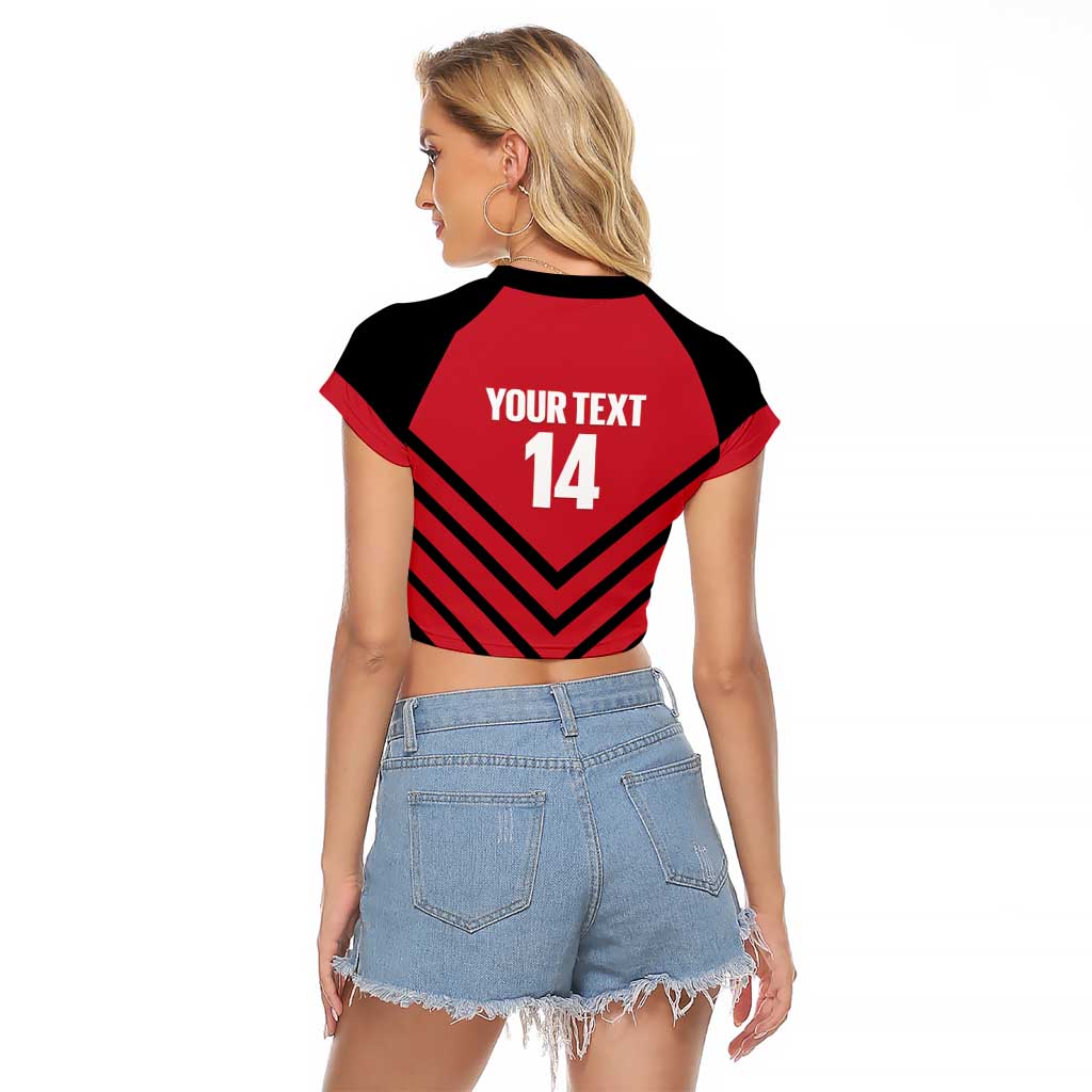 Hekari Papua New Guinea Football Custom Raglan Cropped T Shirt Go PNG Red Army