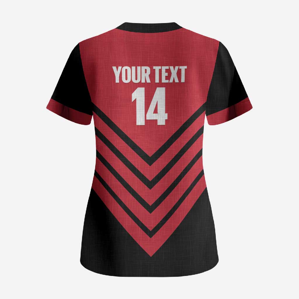 Hekari Papua New Guinea Football Custom Scrub Top Go PNG Red Army LT14 - Polynesian Pride