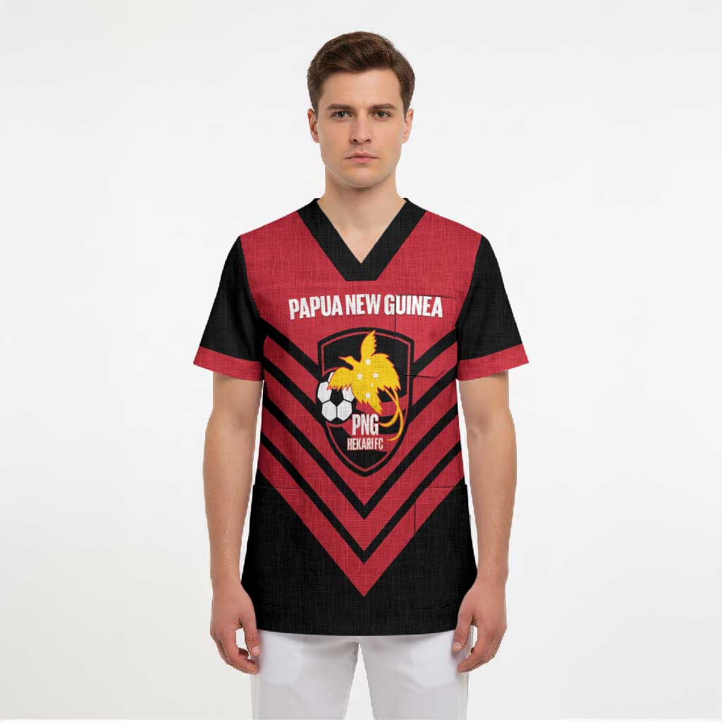 Hekari Papua New Guinea Football Custom Scrub Top Go PNG Red Army LT14 - Polynesian Pride