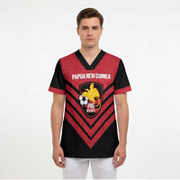 Hekari Papua New Guinea Football Custom Scrub Top Go PNG Red Army LT14 - Polynesian Pride