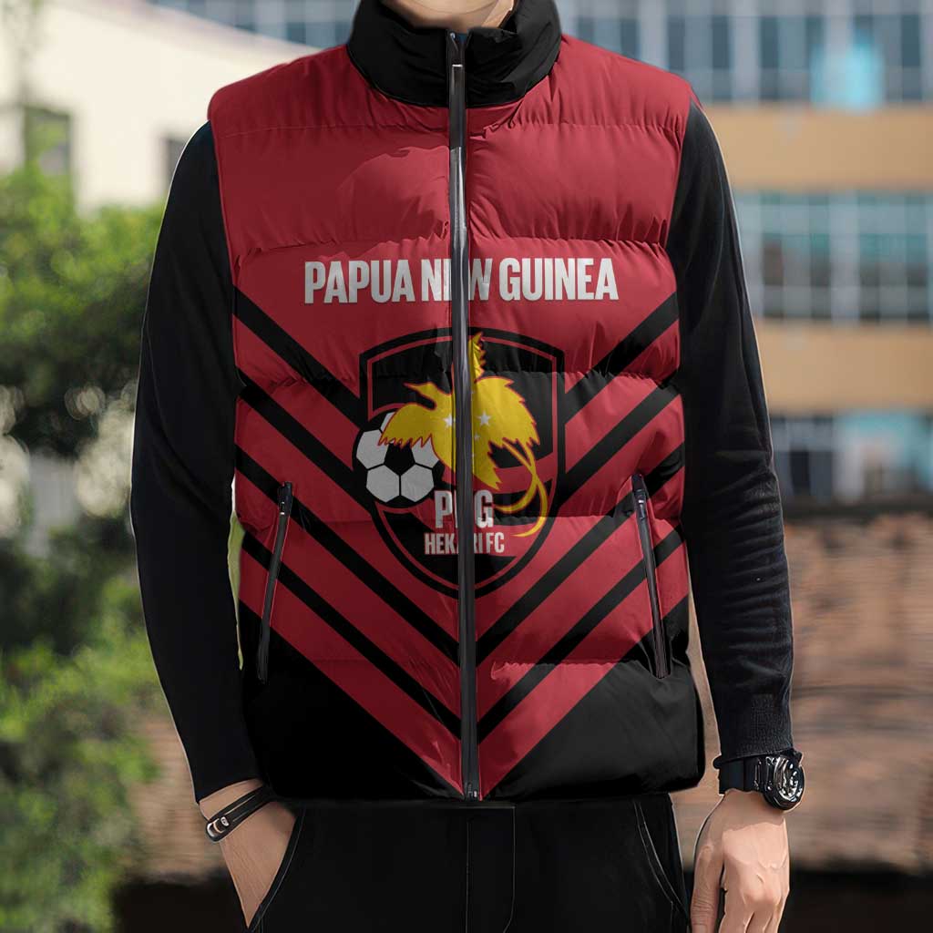 Hekari Papua New Guinea Football Custom Sleeveless Puffer Jacket Go PNG Red Army