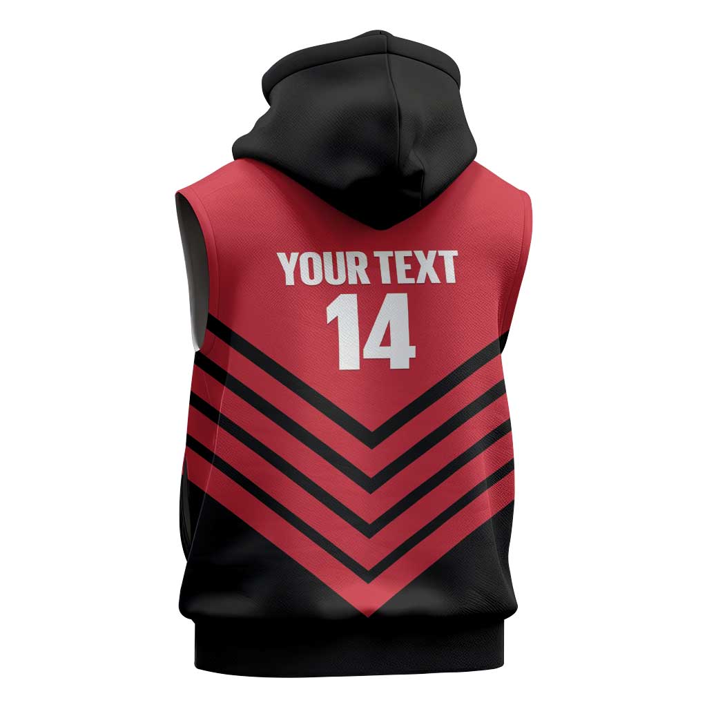 Hekari Papua New Guinea Football Custom Sleeveless Zip Hoodie Go PNG Red Army