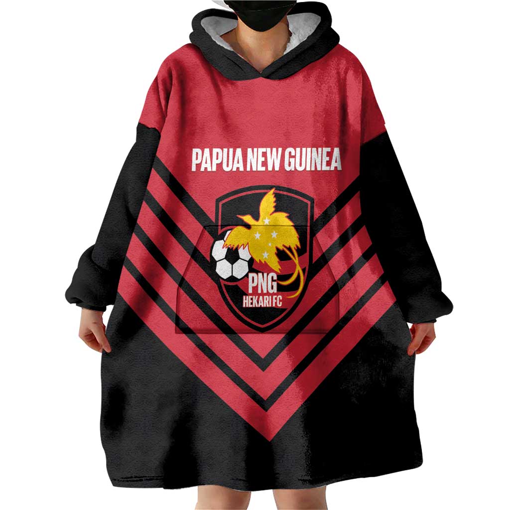 Hekari Papua New Guinea Football Custom Wearable Blanket Hoodie Go PNG Red Army