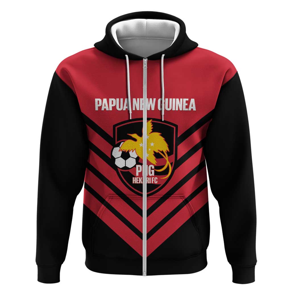 Hekari Papua New Guinea Football Custom Zip Hoodie Go PNG Red Army