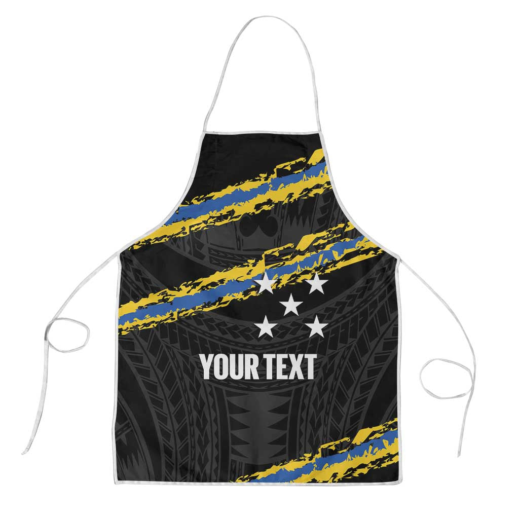 Kings Solomon Islands Football Custom Apron Come On Solomons Polynesian Grunge Style LT14 Black - Polynesian Pride