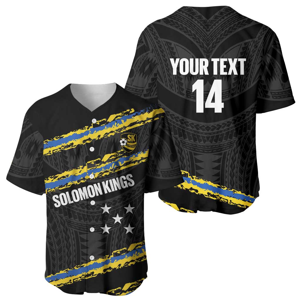 Kings Solomon Islands Football Custom Baseball Jersey Come On Solomons Polynesian Grunge Style