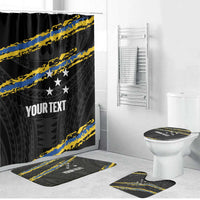 Kings Solomon Islands Football Custom Bathroom Set Come On Solomons Polynesian Grunge Style LT14 Bathroom Set (4 pcs) Black - Polynesian Pride