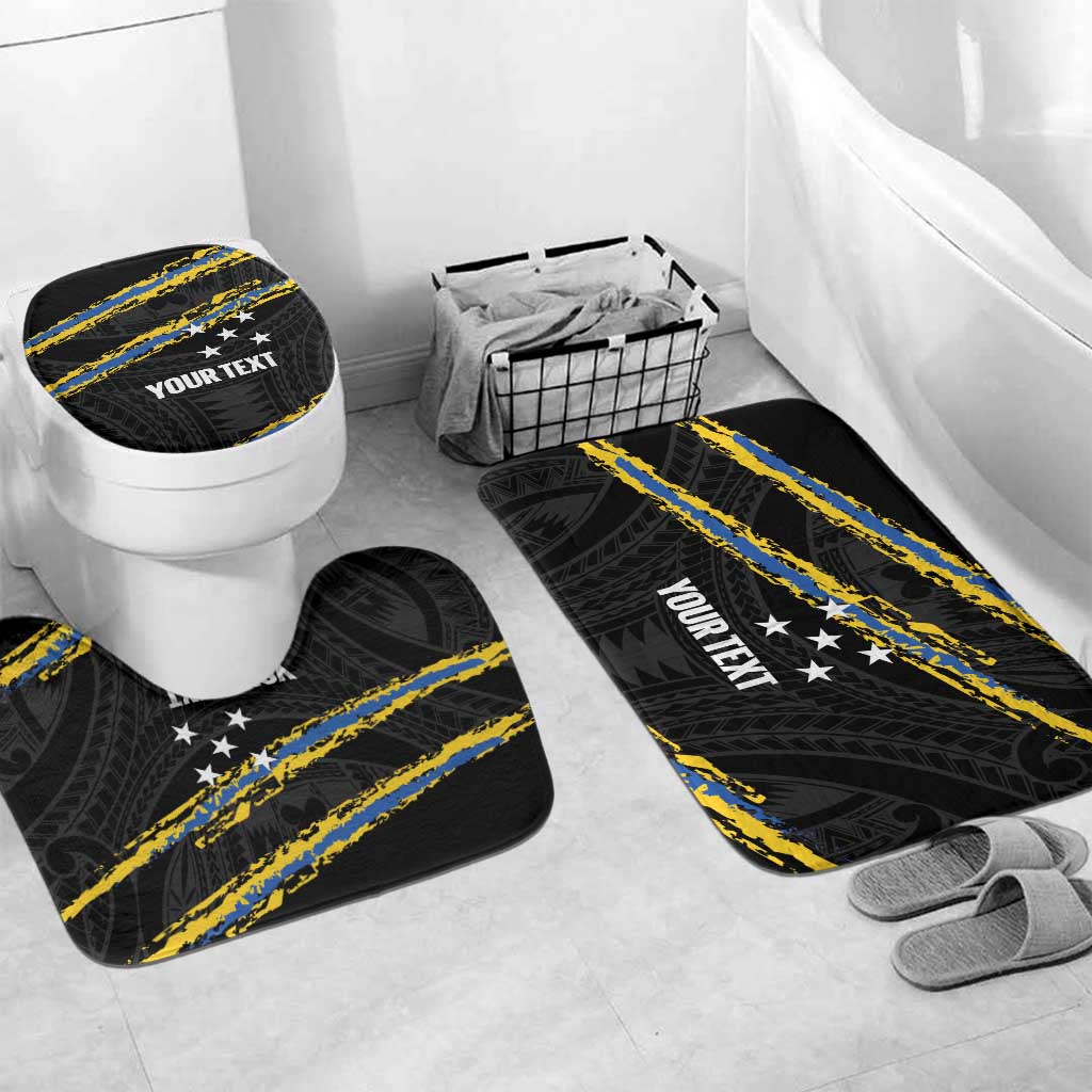 Kings Solomon Islands Football Custom Bathroom Set Come On Solomons Polynesian Grunge Style LT14 Mat Set Only (3 pcs) One Size Black - Polynesian Pride