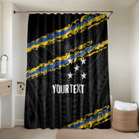 Kings Solomon Islands Football Custom Bathroom Set Come On Solomons Polynesian Grunge Style LT14 Shower Curtain Only Black - Polynesian Pride