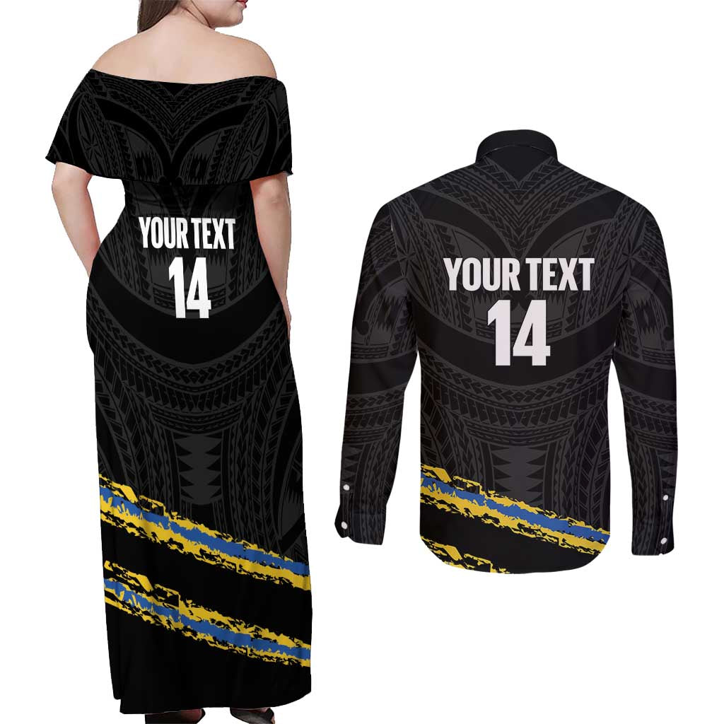Kings Solomon Islands Football Custom Couples Matching Off Shoulder Maxi Dress and Long Sleeve Button Shirt Come On Solomons Polynesian Grunge Style