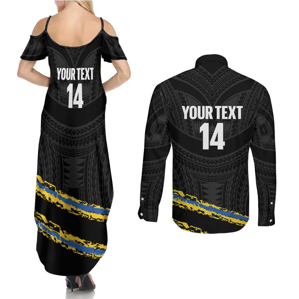 Kings Solomon Islands Football Custom Couples Matching Summer Maxi Dress and Long Sleeve Button Shirt Come On Solomons Polynesian Grunge Style