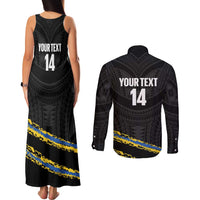 Kings Solomon Islands Football Custom Couples Matching Tank Maxi Dress and Long Sleeve Button Shirt Come On Solomons Polynesian Grunge Style