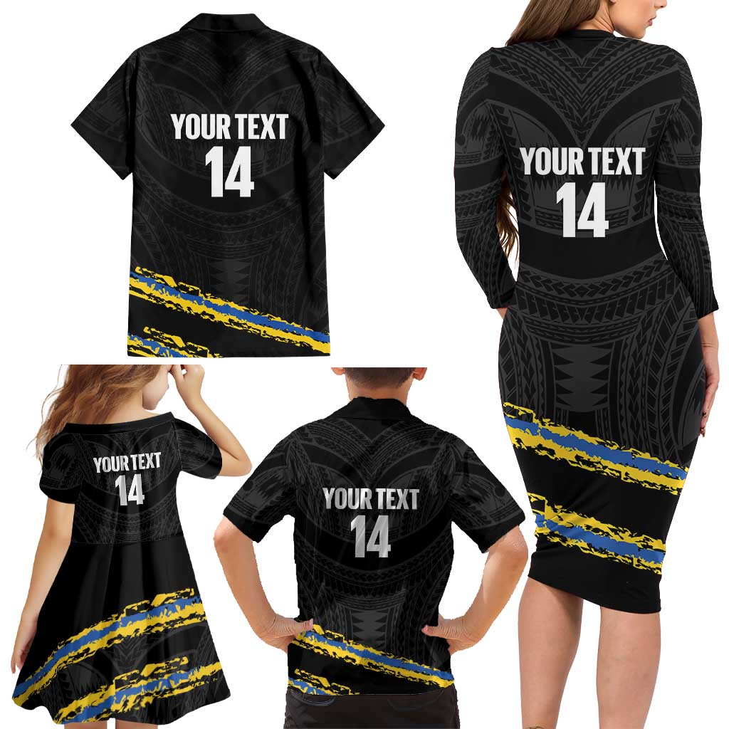 Kings Solomon Islands Football Custom Family Matching Long Sleeve Bodycon Dress and Hawaiian Shirt Come On Solomons Polynesian Grunge Style