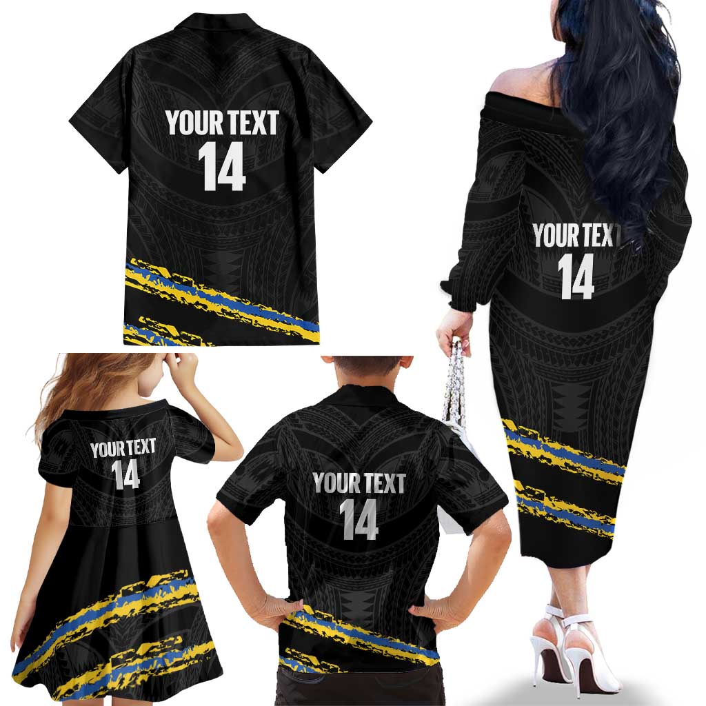 Kings Solomon Islands Football Custom Family Matching Off The Shoulder Long Sleeve Dress and Hawaiian Shirt Come On Solomons Polynesian Grunge Style