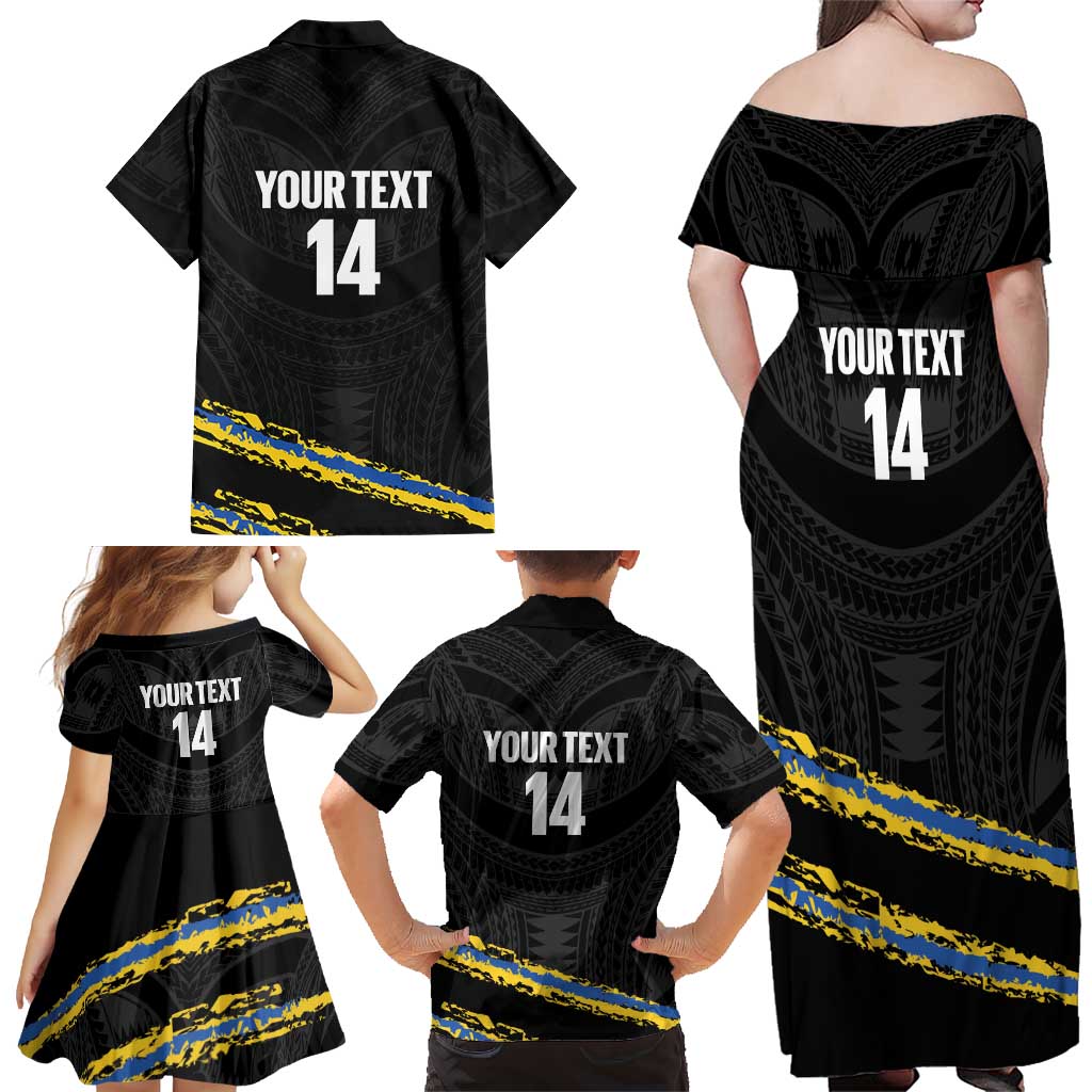 Kings Solomon Islands Football Custom Family Matching Off Shoulder Maxi Dress and Hawaiian Shirt Come On Solomons Polynesian Grunge Style